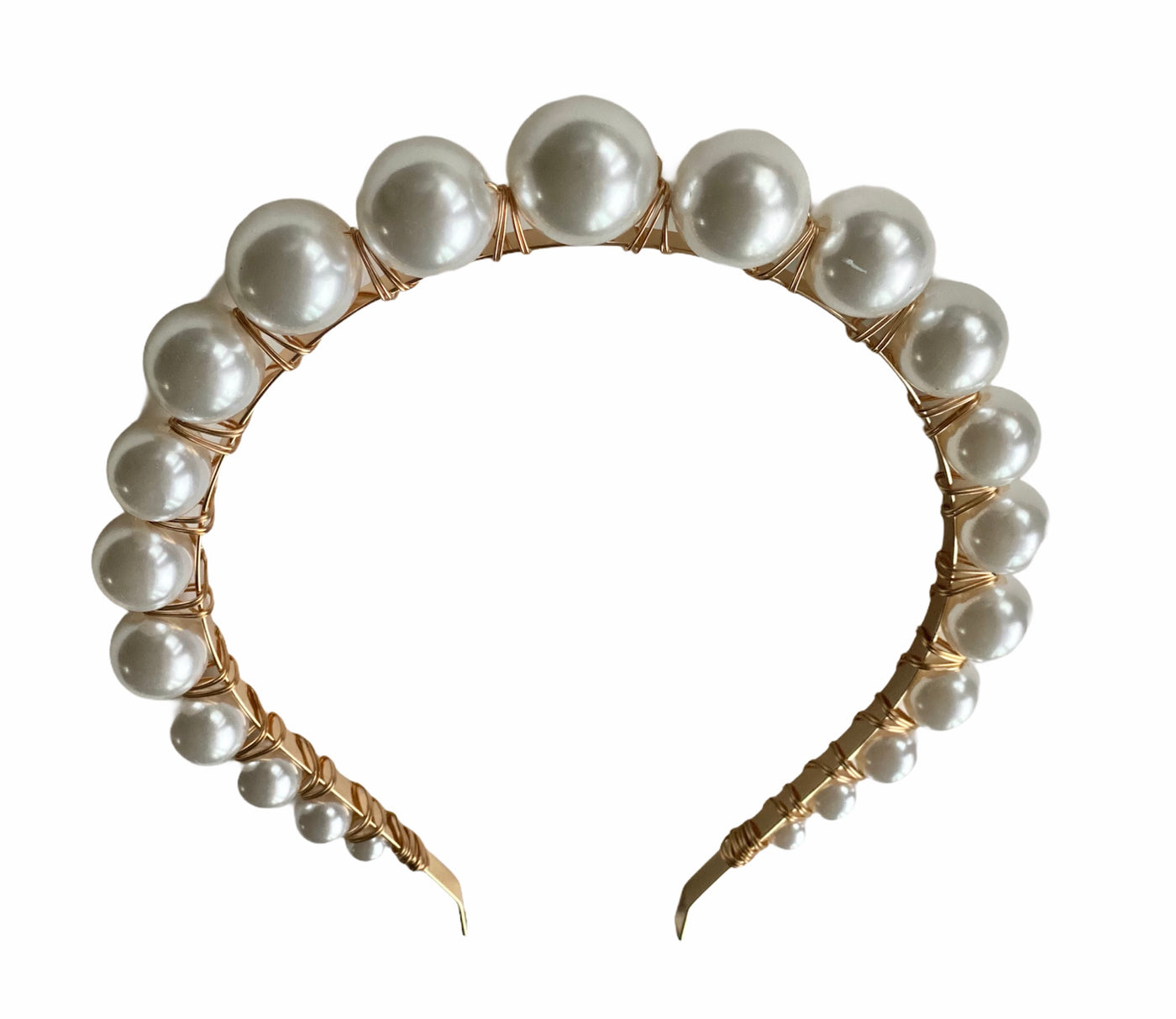 Gold-Tone Graduated Faux Pearl Headband