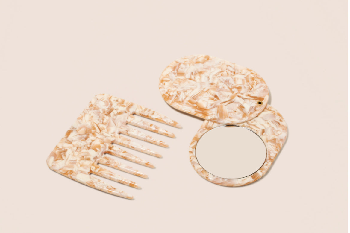 Signature Hand Comb & Swivel Compact Hand Mirror (The Duo)
