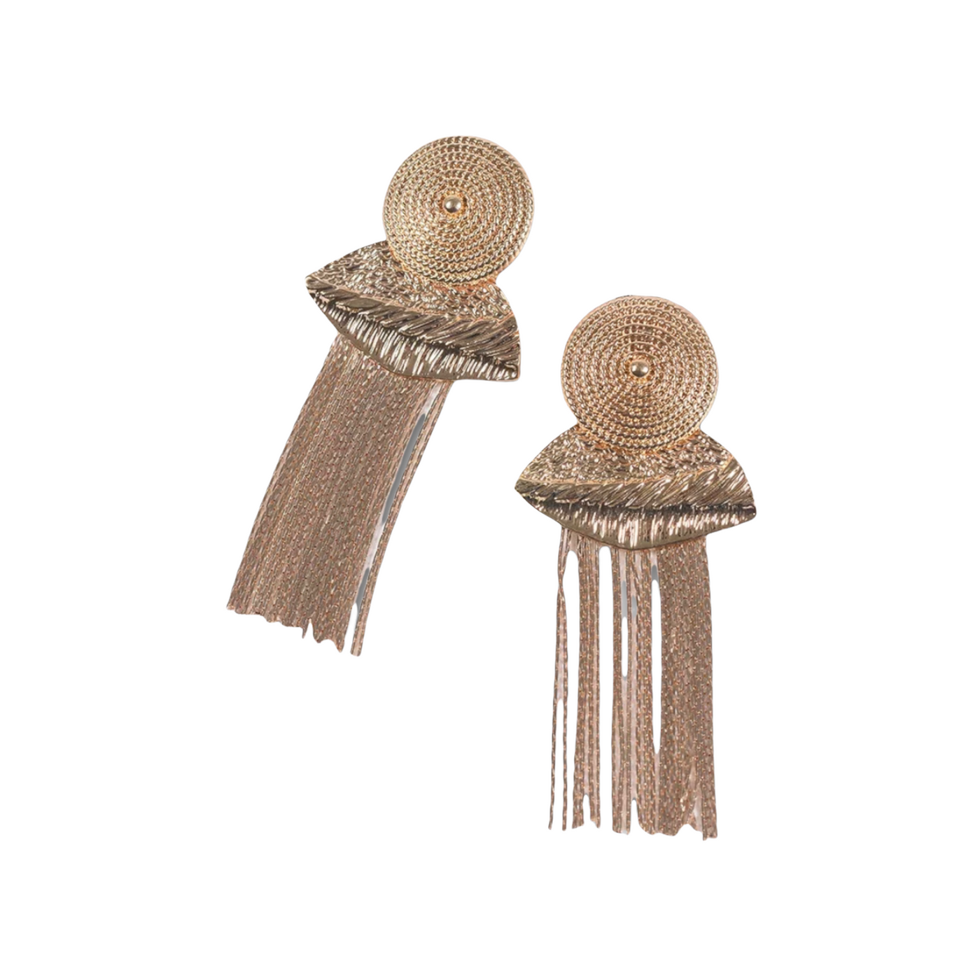 Gold-Tone Leaf Tassel Earrings