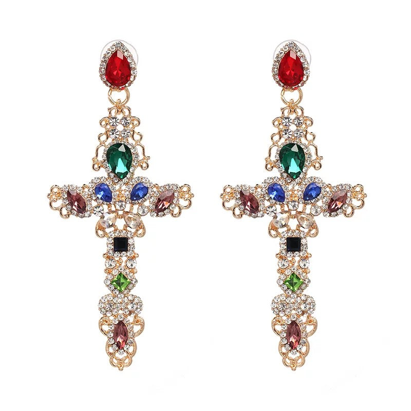 Cross Jeweled Earrings