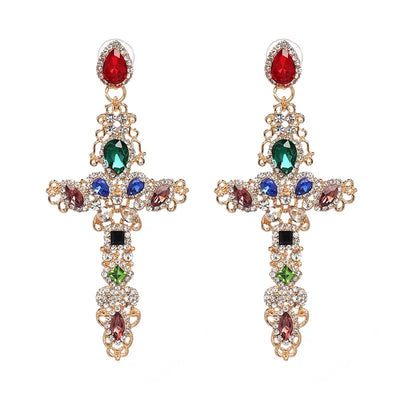 Cross Jeweled Earrings