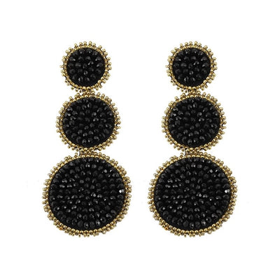 Blk Circle Drop Beaded Earrings