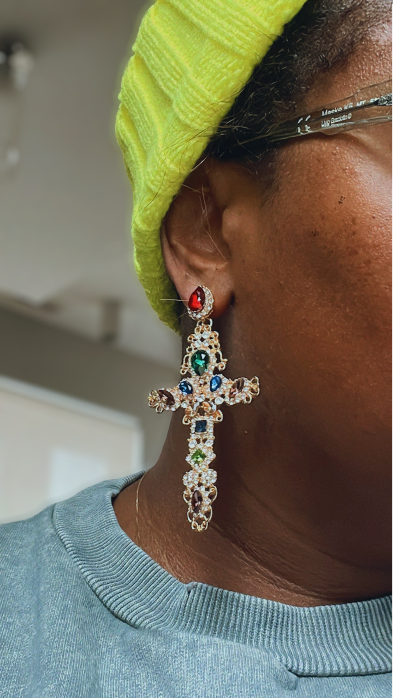 Cross Jeweled Earrings