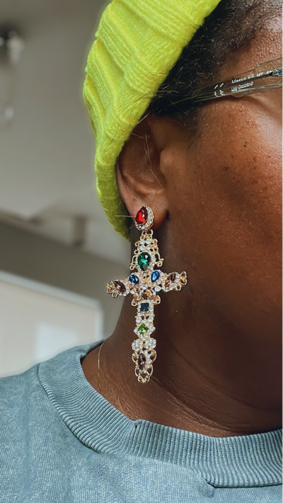 Cross Jeweled Earrings